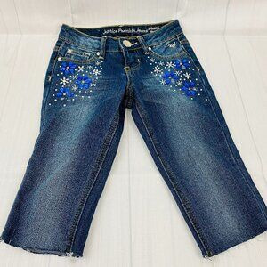 Justice Girls Denim Capris Cut Offs Jeweled Girls Size 7